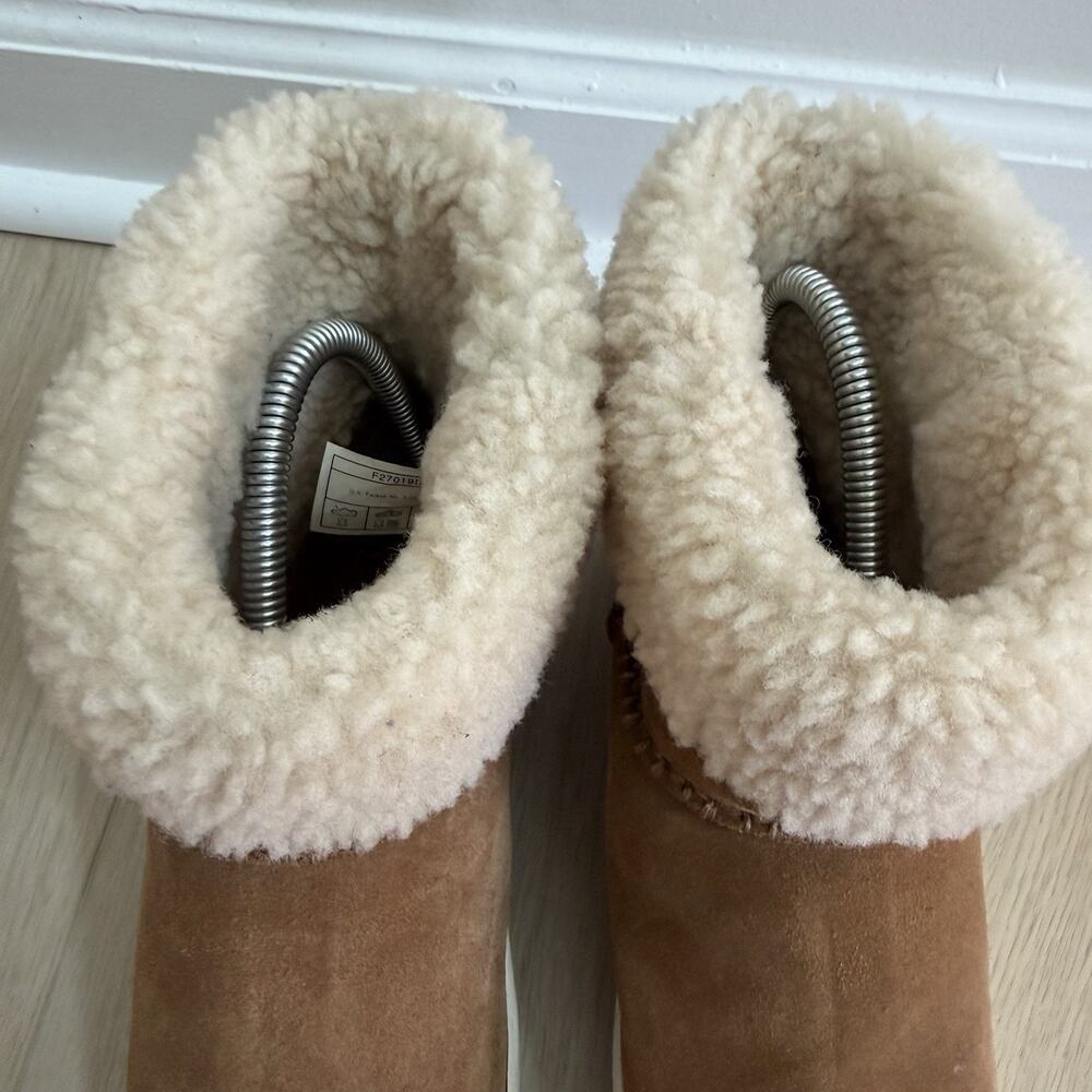 UGG Mika Classic Sneaker Boot In Chestnut Suede With Curly Shearling Cuff Sz 6 - Picture 4 of 11